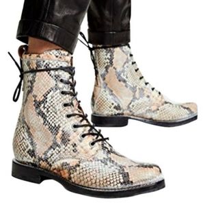 Frye Snakeskin Combat Boots